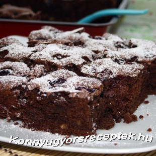 Csokoládés-meggyes brownie recept