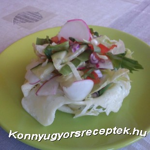 Medvehagymás saláta sajtkosárban recept